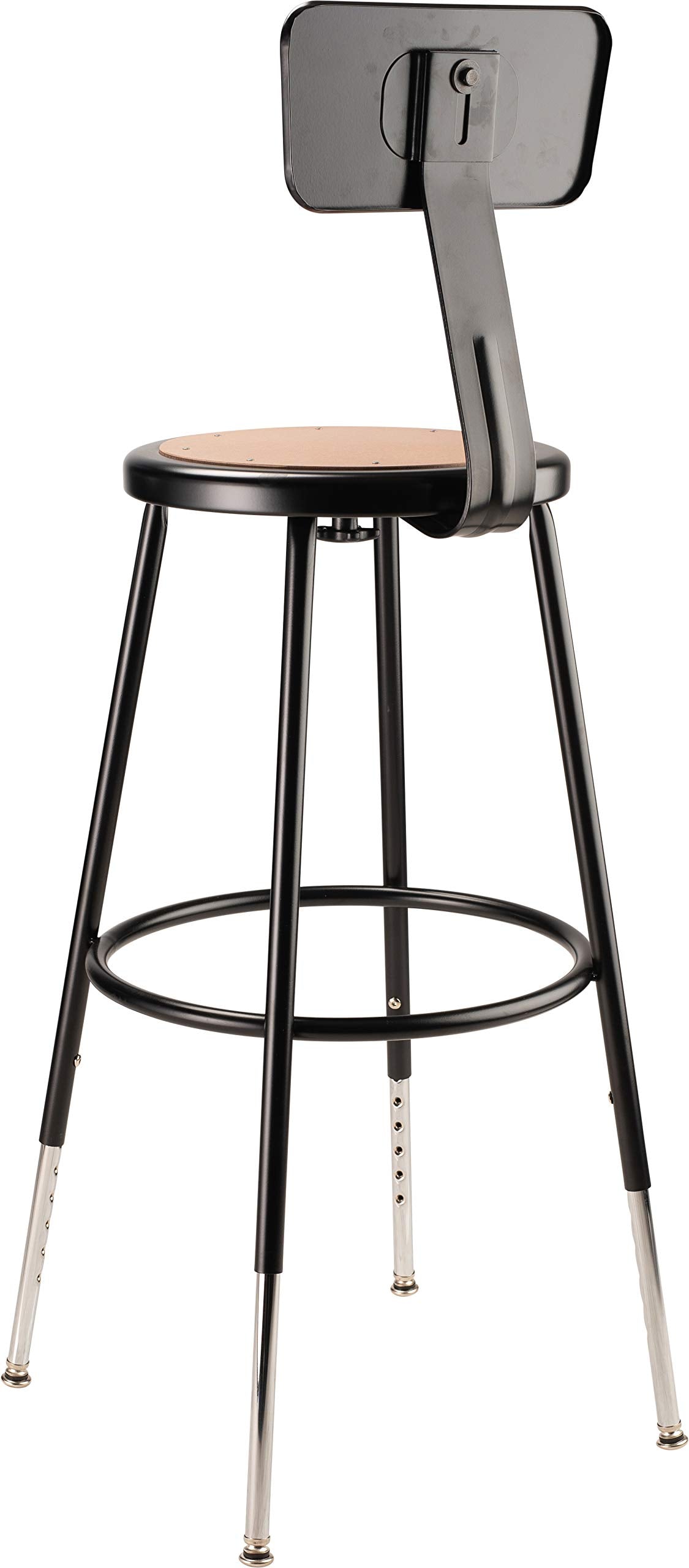 National Public Seating 24&quot; Adjustable Steel Stool With Backrest, Black (6224Hb-10)