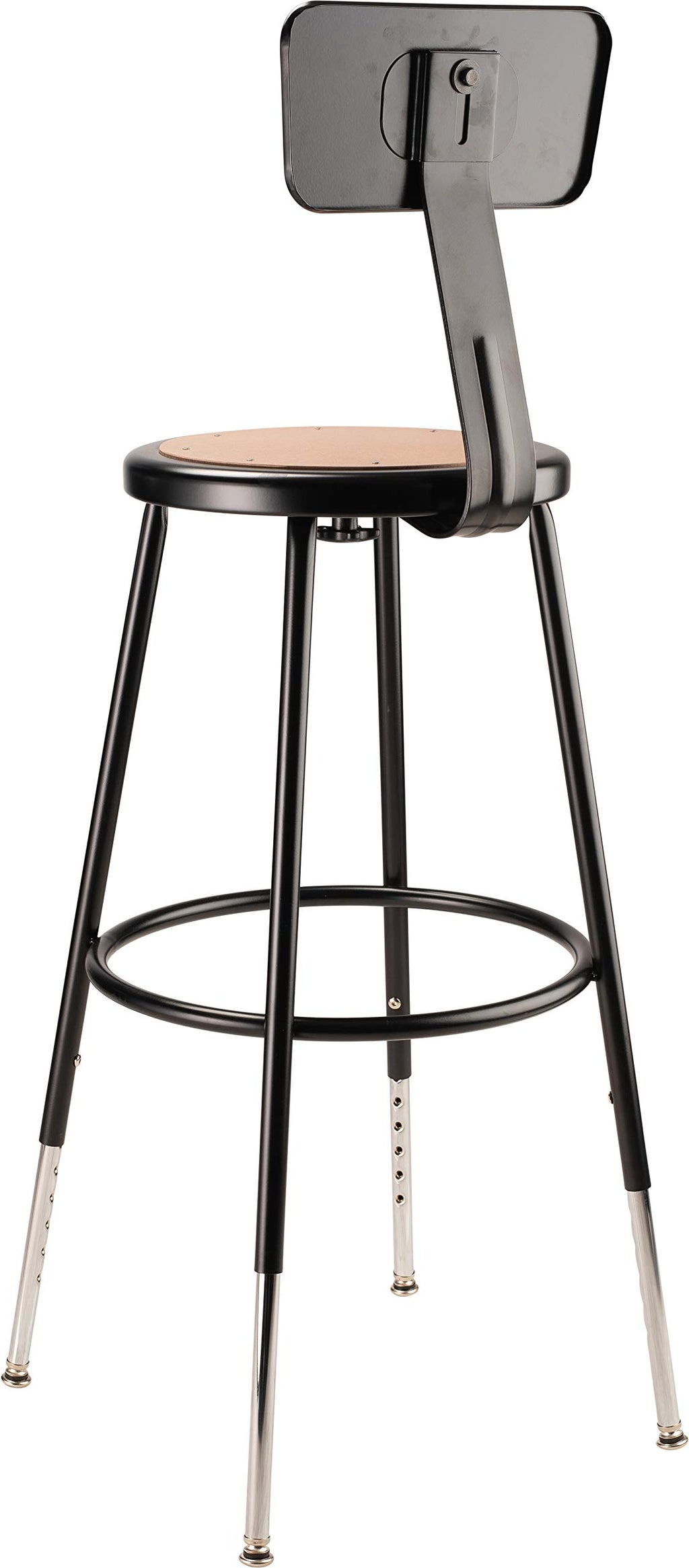 National Public Seating 24" Adjustable Steel Stool With Backrest, Black (6224Hb-10)
