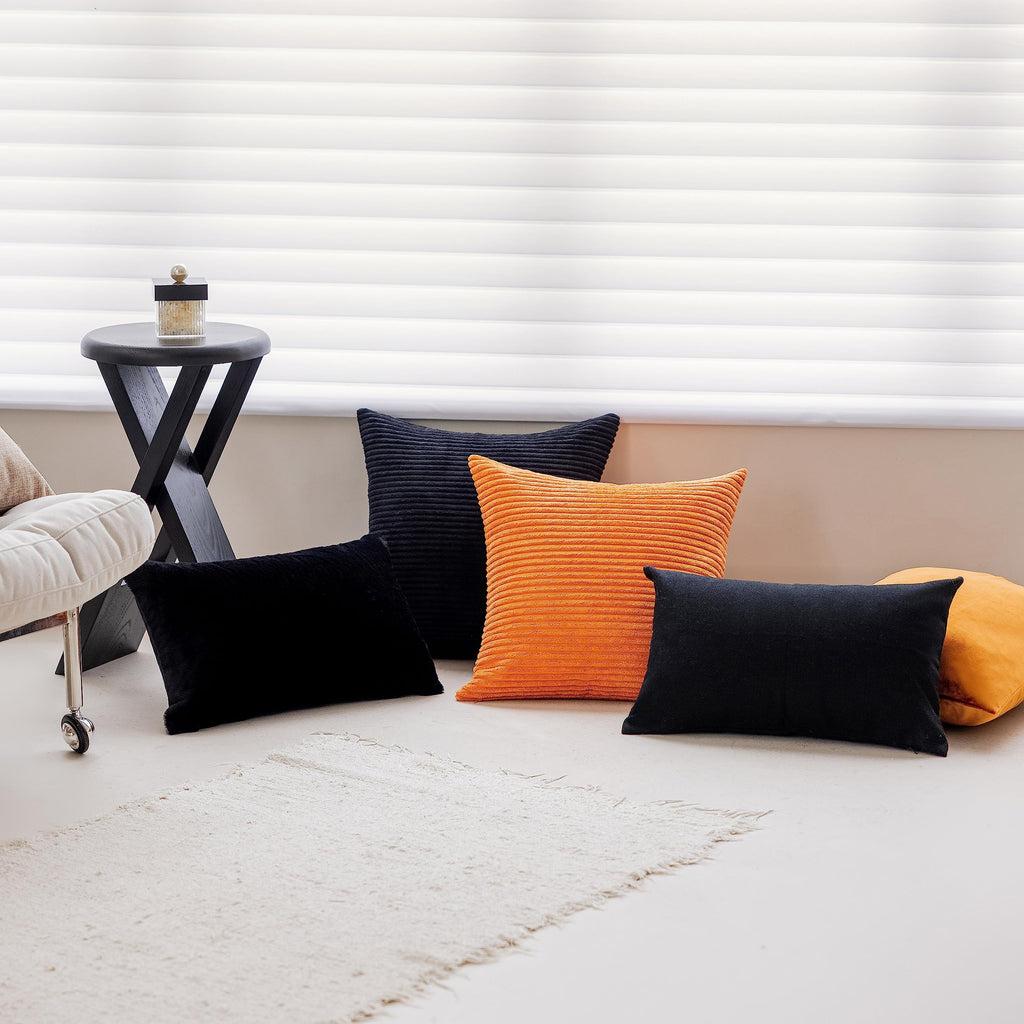 Home Brilliant Large Striped Corduroy Euro Sham Set Of 2 Throw Pillow Covers Couch Papasan Cushion Cover For Floor, 24 X 24 Inch