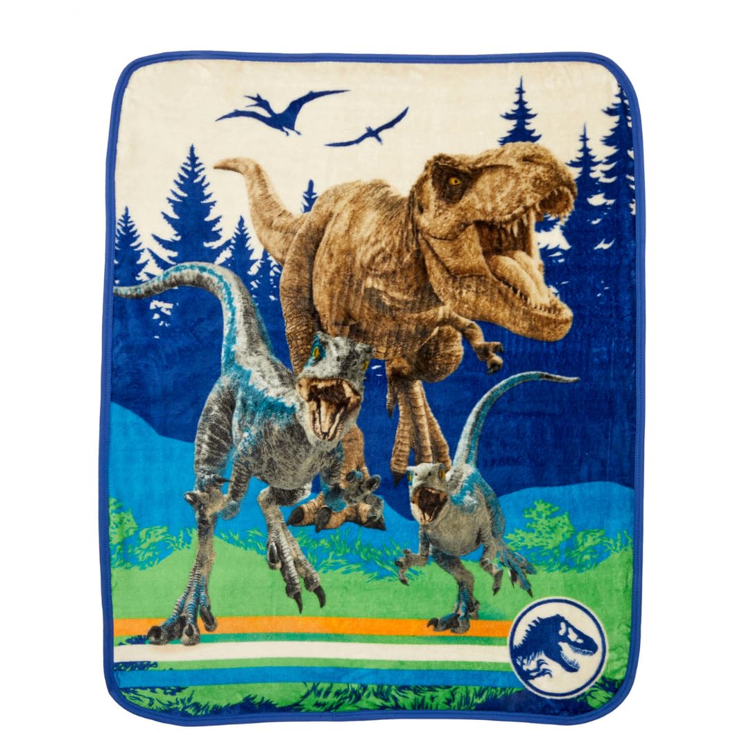 Franco Jurassic World Dominion Rexy T-Rex Kids Bedding Super Soft Silk Touch Throw, 40 In X 50 In, (Official Licensed Product)