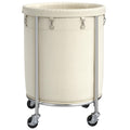 ELYKEN Laundry Basket with Wheels, 170L Rolling Laundry Hamper with Removable Bag and Steel Frame, Round Laundry Cart with 4 Cas