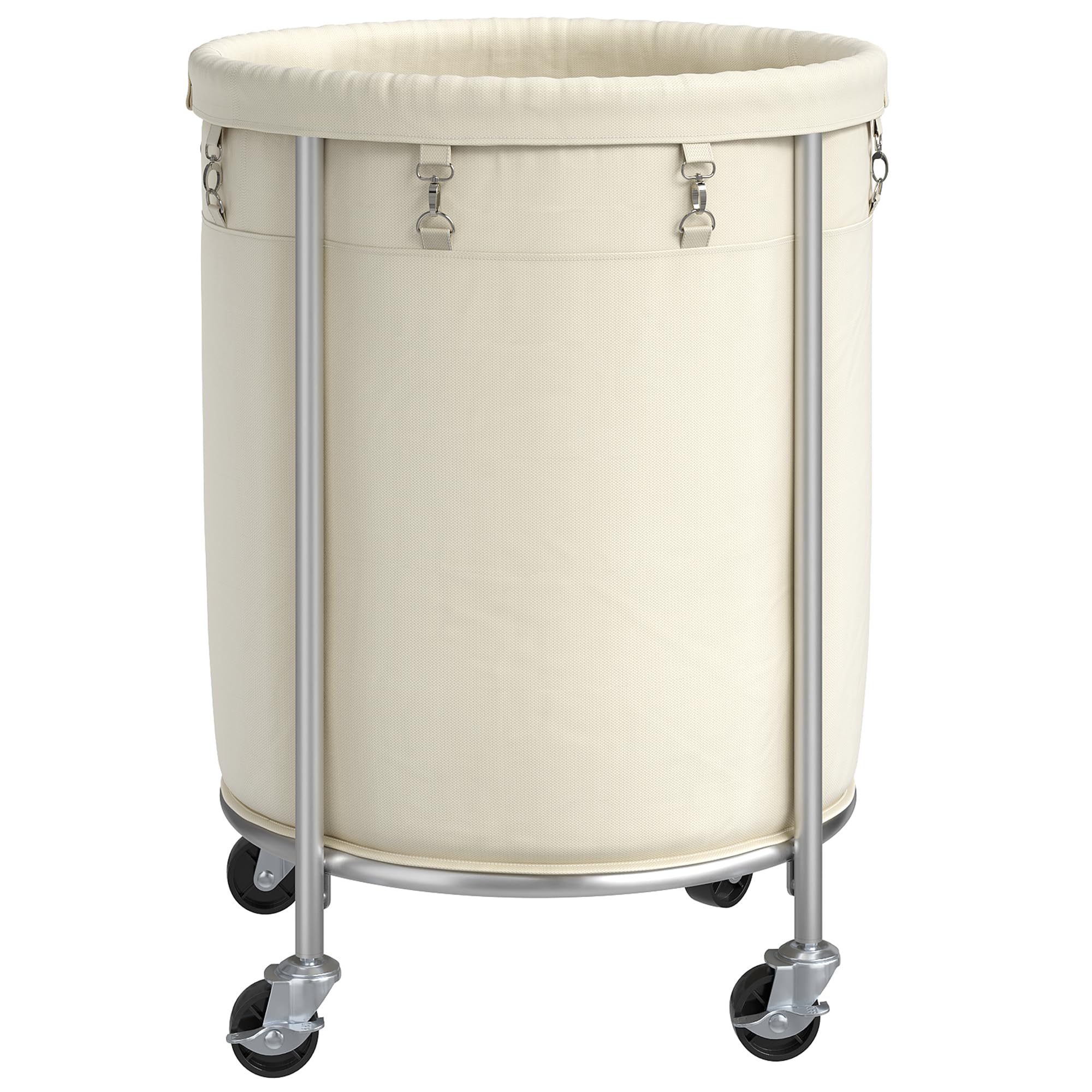 ELYKEN Laundry Basket with Wheels, 170L Rolling Laundry Hamper with Removable Bag and Steel Frame, Round Laundry Cart with 4 Cas
