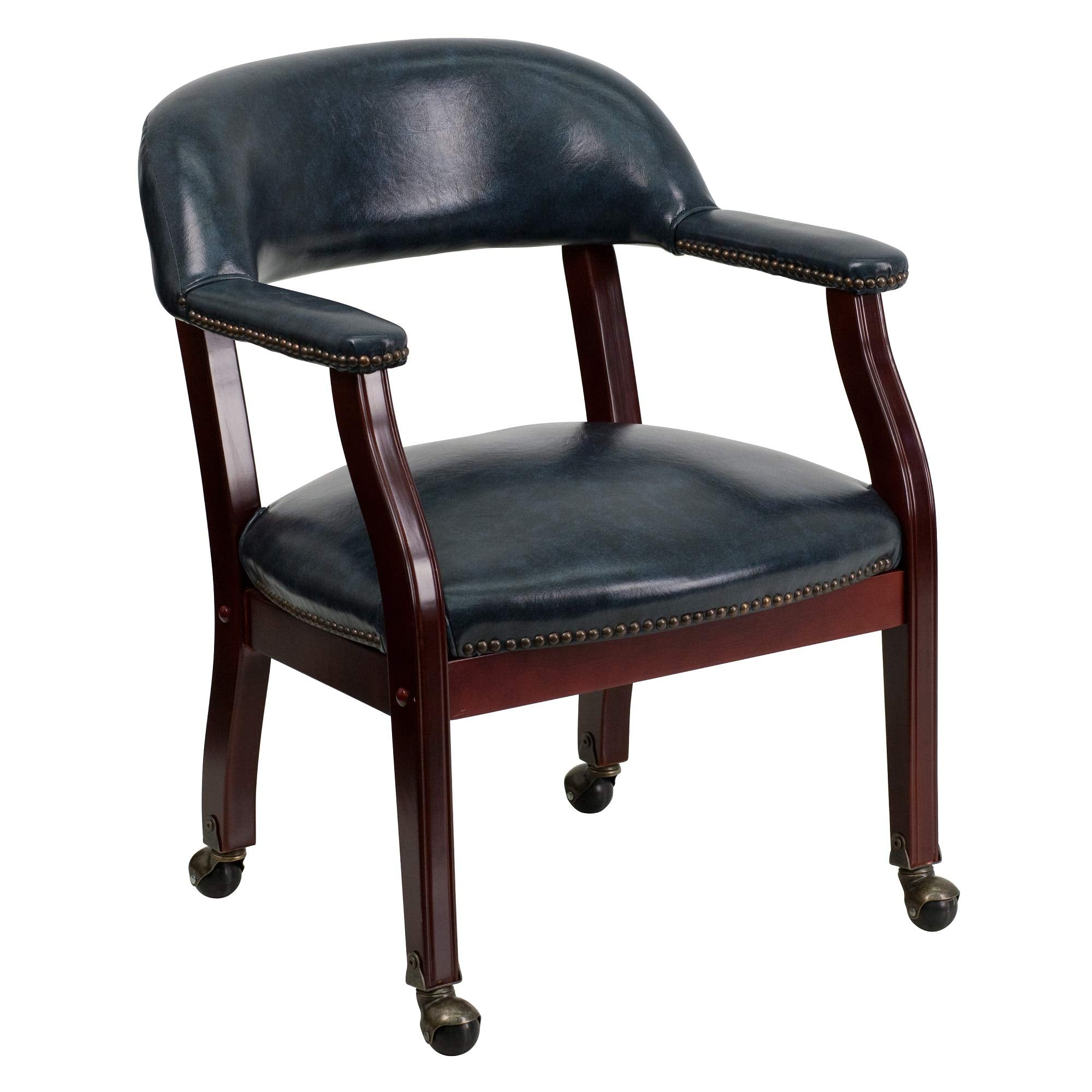 Flash Furniture Navy Vinyl Luxurious Conference Chair With Casters
