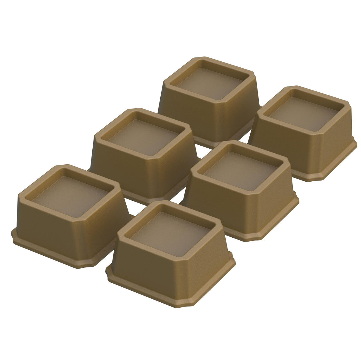 Whynonap Bed Risers 1 Inch Set Of 6, Heavy Duty Bed Elevators Lifts Up 2,000 Lbs Furniture Risers For Bed Frame And Sofa, Brown