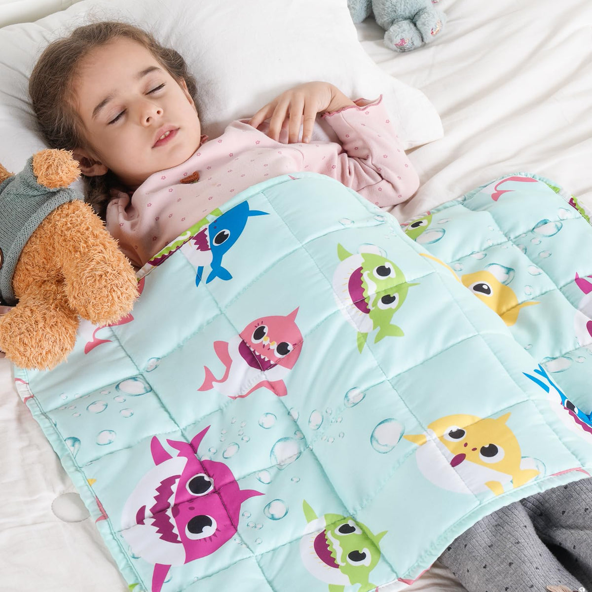 Kivik Weighted Lap Blanket 2 Lbs, 20' X 30' Green Shark Small Weighted Blankets, All-Season Breathable Cute Mini Weighted Lap