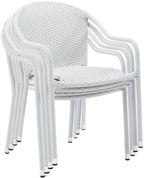 Crosley Furniture Palm Harbor 4-Piece Stackable Outdoor Chair Set, Wicker Patio Chairs For Dining, Porch, White