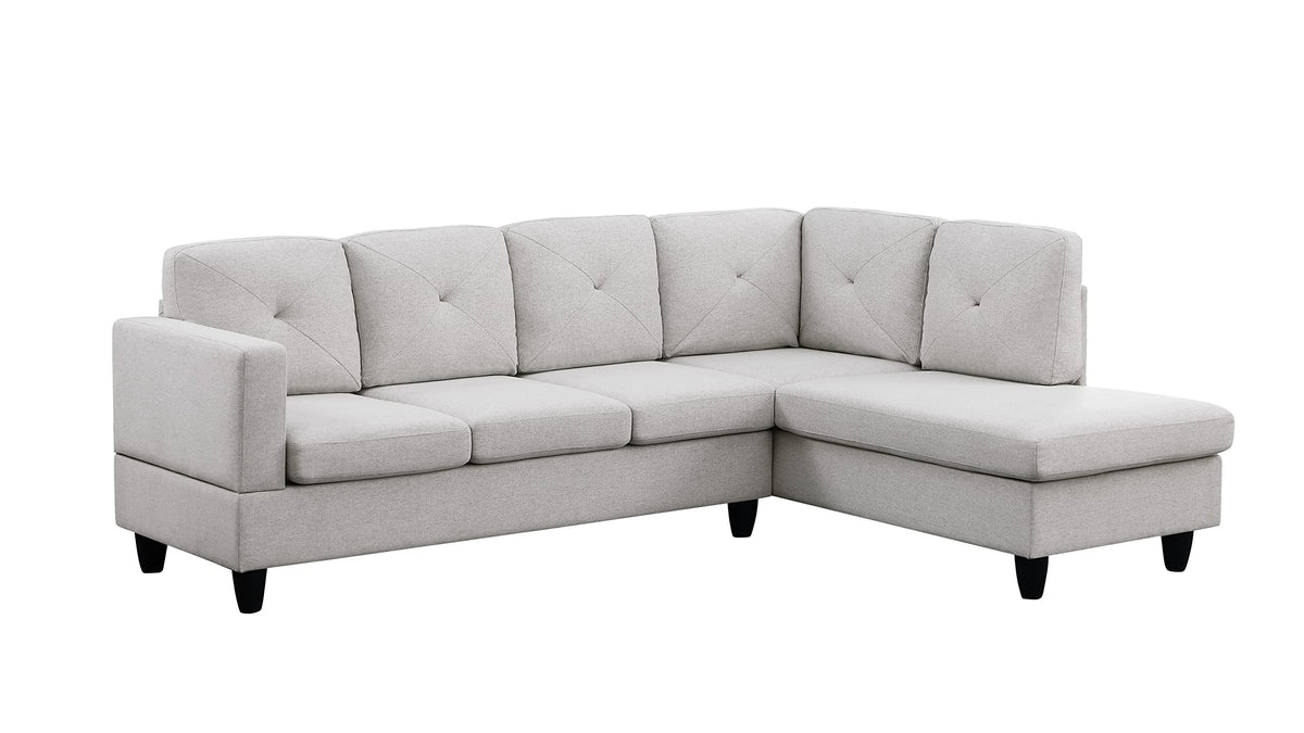 Lilola Home Santiago Light Gray Linen Sectional Sofa with Right Facing Chaise