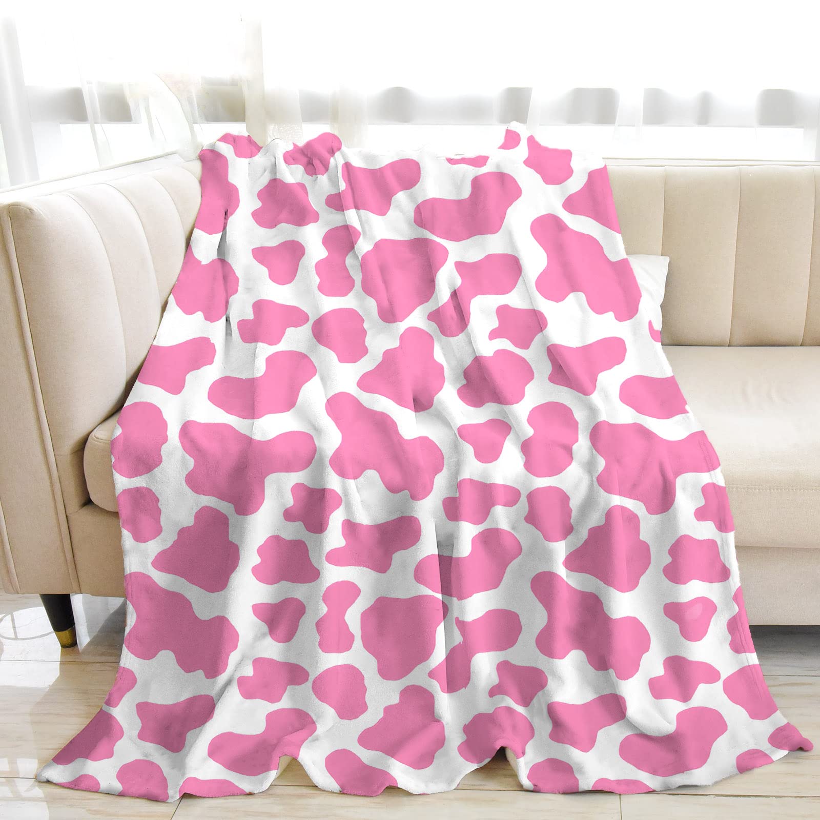 Pink Cow Print Blankets And Throws, Cute Blankets For Teen Girls, Cow Blanket For Adults, Cow Baby Blanket For Girls, Toddler Bl