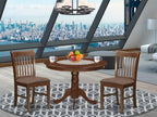 East West Furniture HLNO3-MAH-C 3 Piece Modern Dining Table Set Contains a Round Wooden Table with Pedestal and 2 Linen Fabric Upholstered Dining Chairs, 42x42 Inch, Mahogany