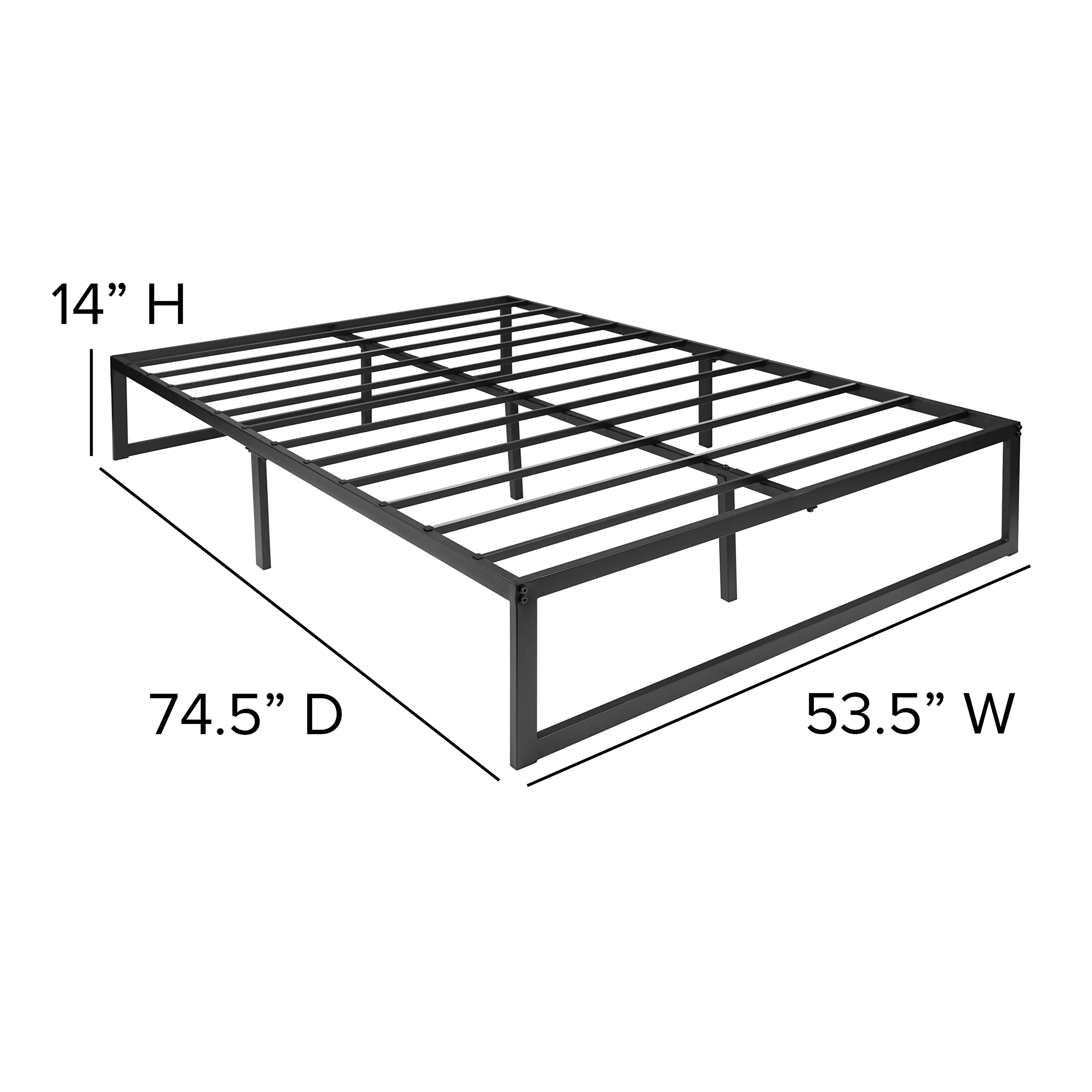 Flash Furniture 14 Inch Metal Platform Bed Frame with 10 Inch Pocket Spring Mattress in a Box (No Box Spring Required) - Full