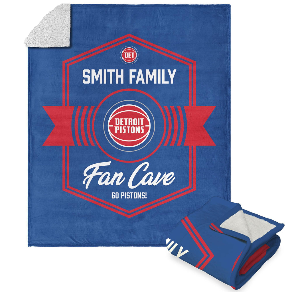 Nba Detroit Pistons Dominion Personalized Silk Touch Sherpa Throw Blanket 50X60 Inches