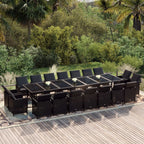 vidaXL Patio Dining Set 19 Piece with Cushions Garden Outdoor Terrace Balcony Dining Dinner Dinette Table and Chair Furniture Poly Rattan Black