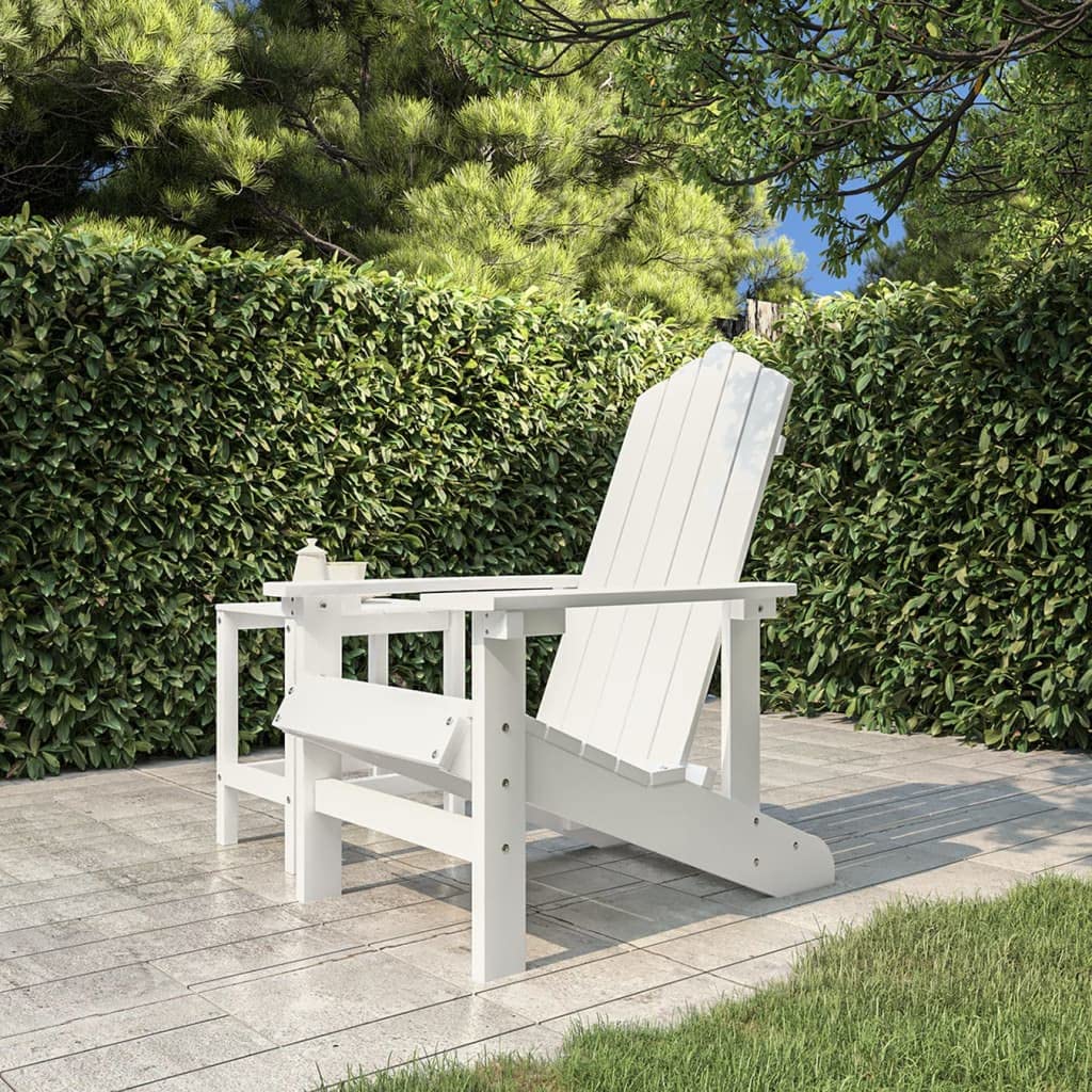 vidaXL Weather-Resistant Adirondack Patio Chair - Durable HDPE White Garden Armchair with Steel Frame, Easy to Maintain, Comfortable Design, Suitable for All Weather Conditions