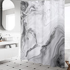 Mitovilla Grey Marble Small Stall Shower Curtain 36 X 72, Abstract Ombre Half Size Narrow Shower Curtain Set, 36 Inch Modern Fab