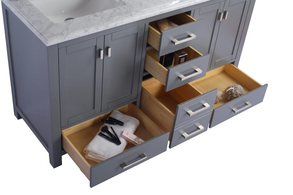 Laviva Wilson 60 - Grey Cabinet Matte White Viva Stone Solid Surface Countertop