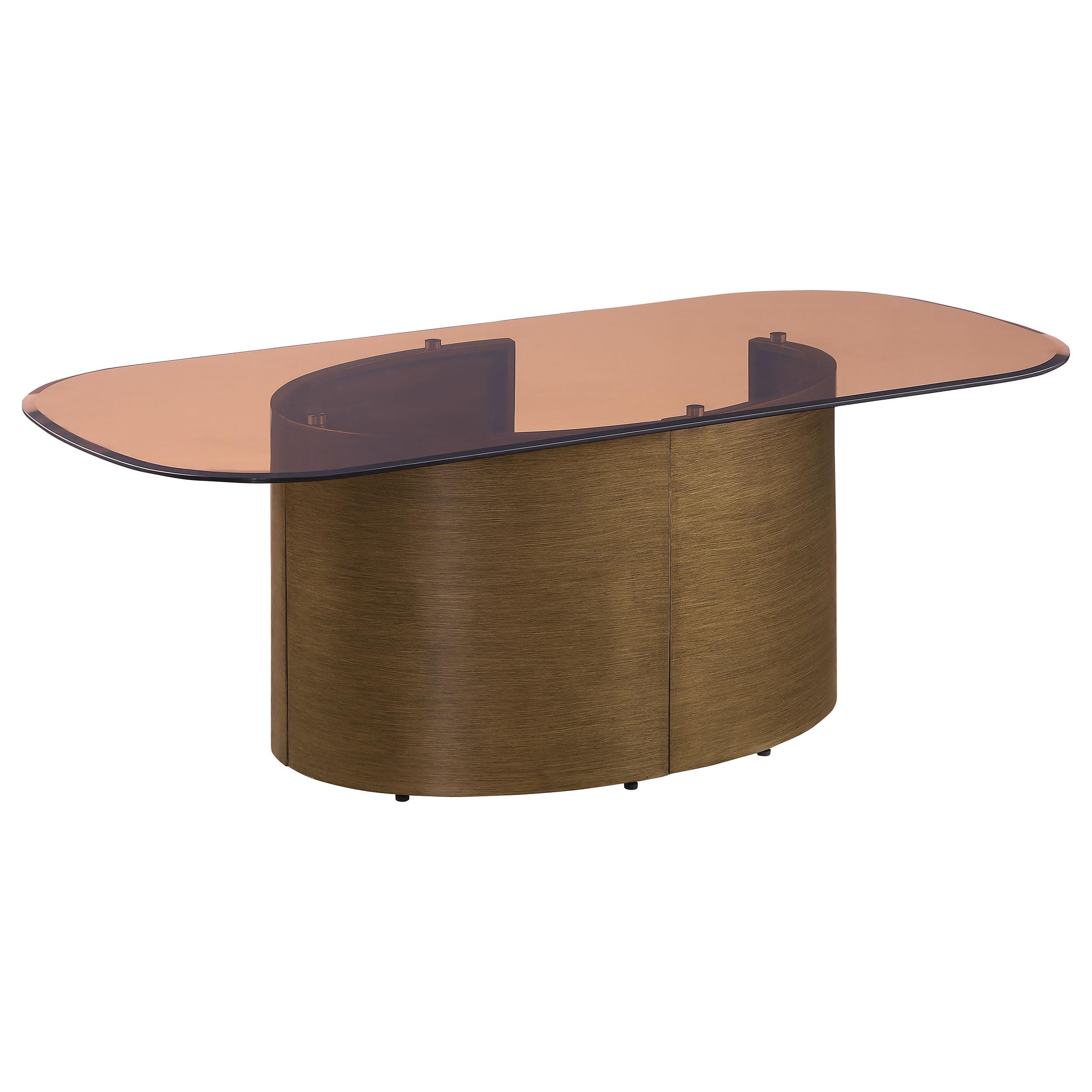 Coaster Home Furnishings Morena Rectangular Coffee Table with Tawny Tempered Glass Top Brushed Bronze