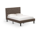 East West Furniture KD18F-1GA0C 2 Piece Bed Set - 1 Bed Frame Brown Linen Fabric Padded and Button Tufted Headboard with 1 Night Stands for Bedrooms - Wire Brushed Butter Cream Finish Nightstand