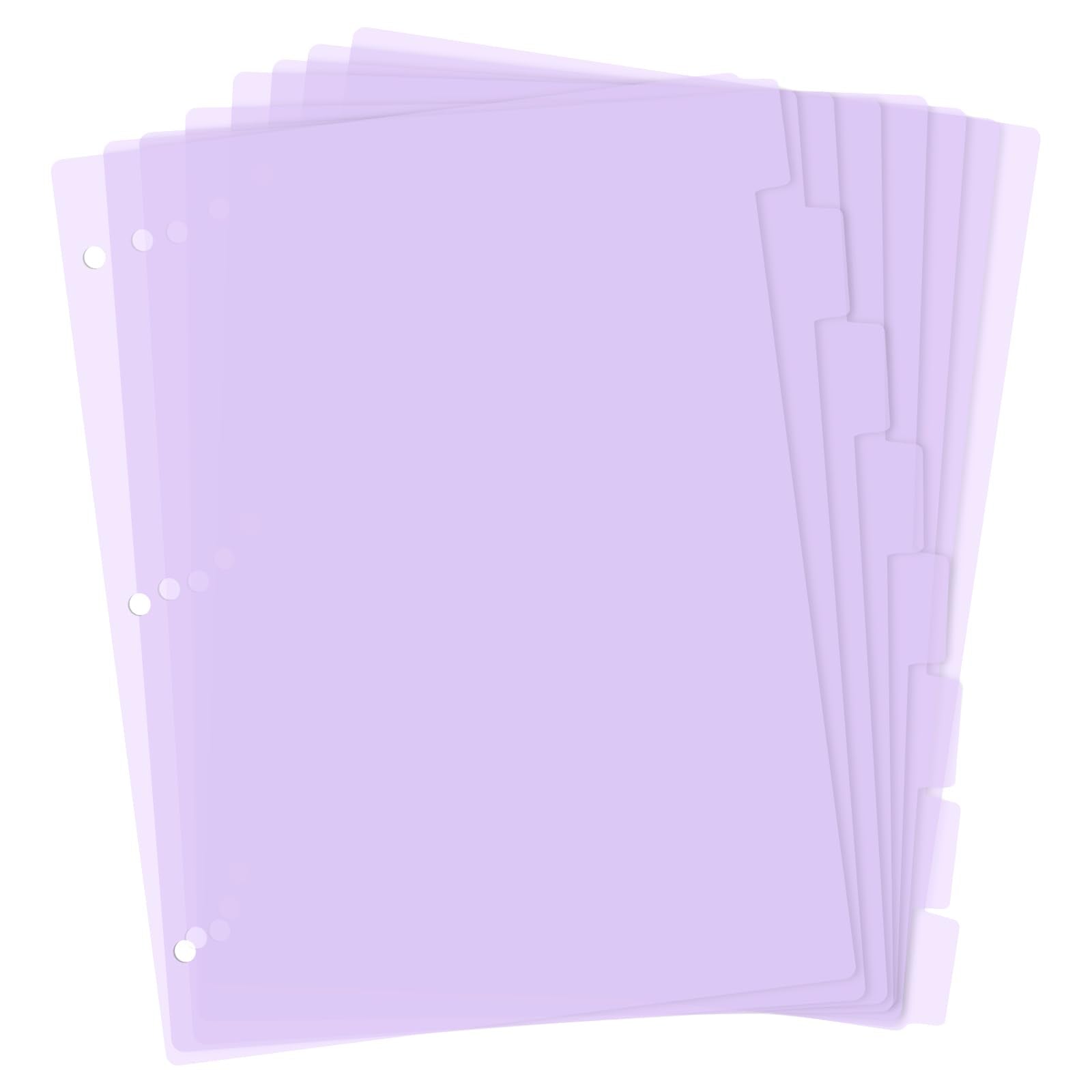 KALIONE 3 Ring Pink Binder Dividers, 8-Tabs A4, Sturdy Plastic, Purple Aesthetic Dividers for Notebooks and Binders