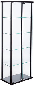 Coaster Home Furnishings Delphinium 64-Inch 2-Door 5-Tier Clear Tempered Glass Curio Cabinet Display Case With Shelving Black 950170