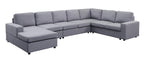 Lilola Home Tifton Light Gray Linen 7 Seat Reversible Modular Sectional Sofa Chaise