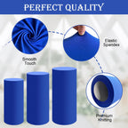 Saitimade Set Of 3 - Royal Blue Cylinder Pedestal Stand Covers, Flexible Cylinder Stand Covers For Party, Wedding Or Birthday Ev
