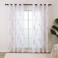 L.Z.E Gold White Sheer Curtains 108 Inches Long 2 Panels Set For Living Room Bedroom See Through Sheer Curtains & Drapes Grommet