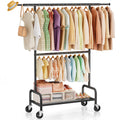 ZHKINGGS Clothes Rack Heavy Duty, 550 LBS Rolling Clothing Rack with Wheel