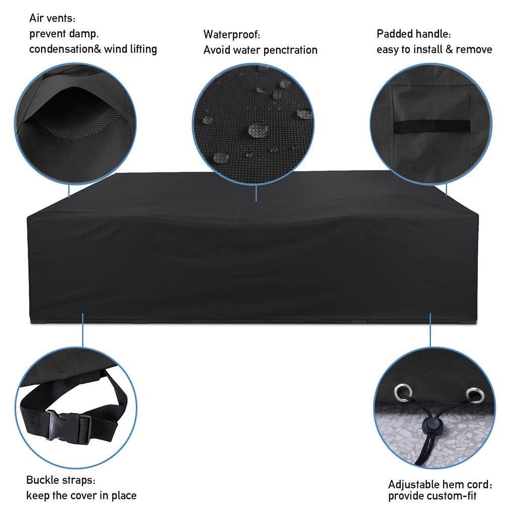 Akefit Patio Furniture Covers,500D Heavy Duty Waterproof For Outdoor Square And Retangle Patio Table And Chair Covers,Black-110'L X 84'W X 28'H
