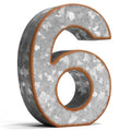 CraftyCrocodile 7 Galvanized Metal Numbers for Wall Decor - 3D Number 6 for Hanging & Free Standing - Decorative Rustic Table Nu