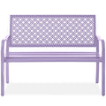 Best Choice Products Outdoor Bench 2-Person Metal Steel Benches Furniture For Garden, Patio, Porch, Entryway W/Geometric Backrest, 790Lb Capacity - Lavender