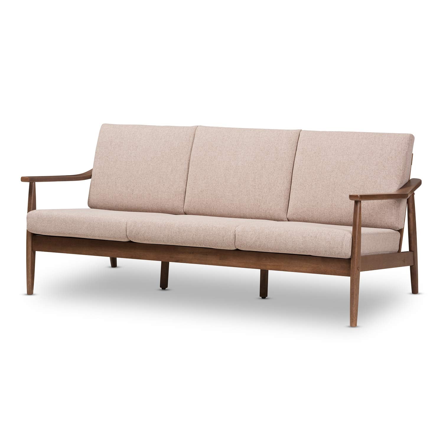 Baxton Studio Venza Fabric Sofa in Light Brown and Walnut Brown
