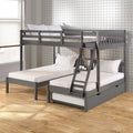 Donco Kids Full Over Double Twin Bed Loft Bunk In Dark Grey Finish With Twin Trundle Bed