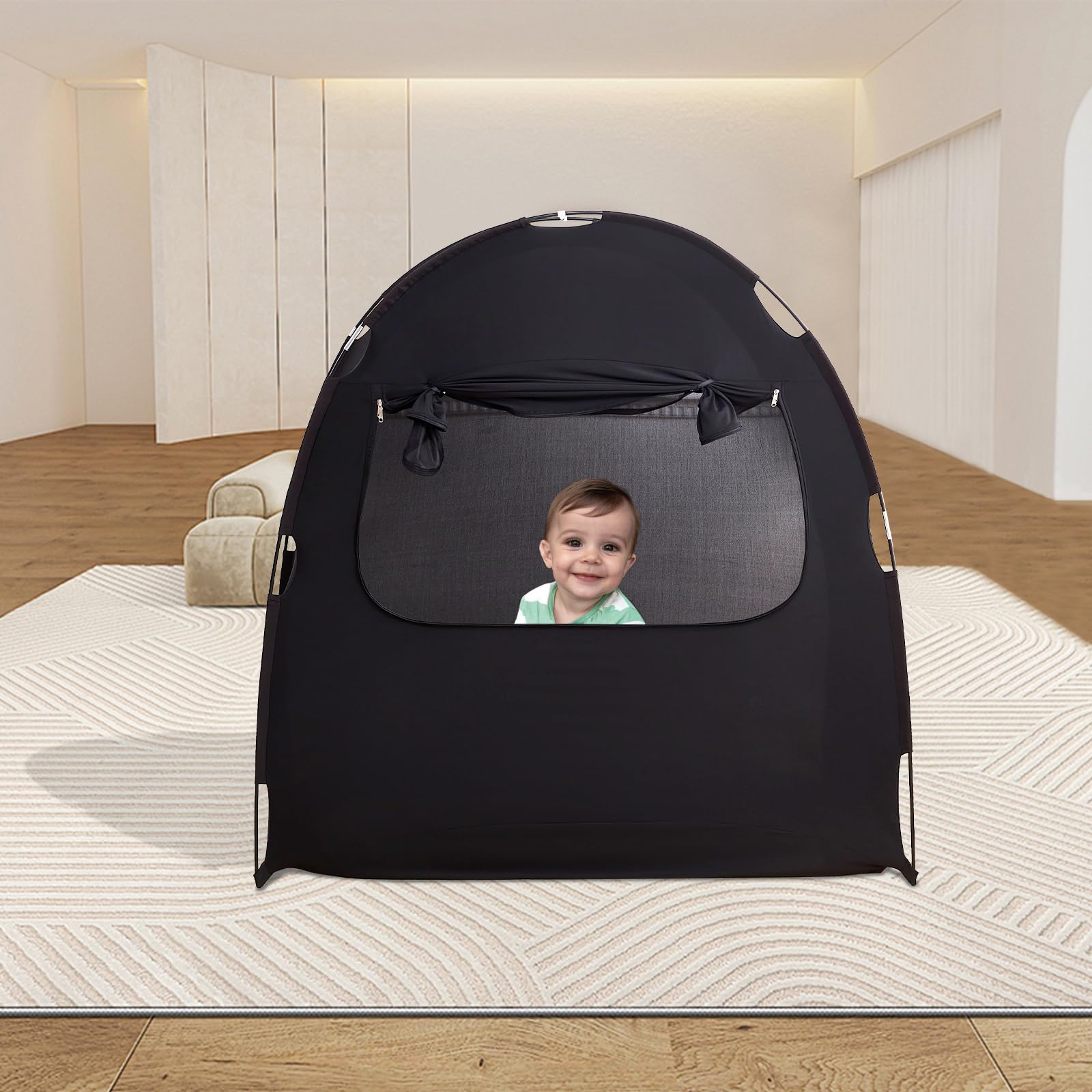 Mengersi Blackout Tent For Pack And Play, Crib Blackout Cover Baby Sleep Pod Sleep Travel Crib Tent,Canopy Cover