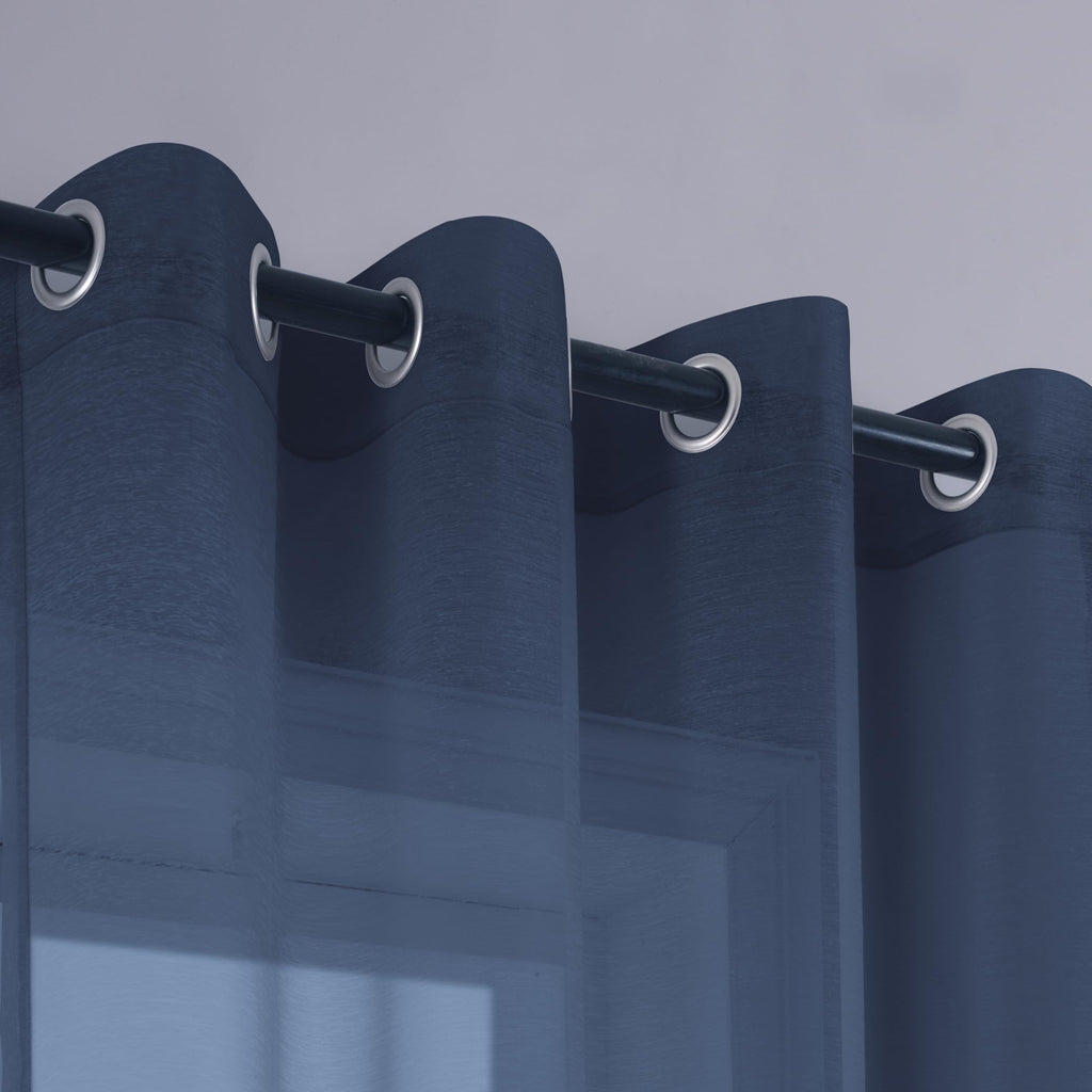 Koufall Sheer Curtains 90 Inches Long,Grommet 90 Inch Curtains Length 2 Panels Set,Navy Blue