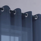 Koufall Sheer Curtains 90 Inches Long,Grommet 90 Inch Curtains Length 2 Panels Set,Navy Blue