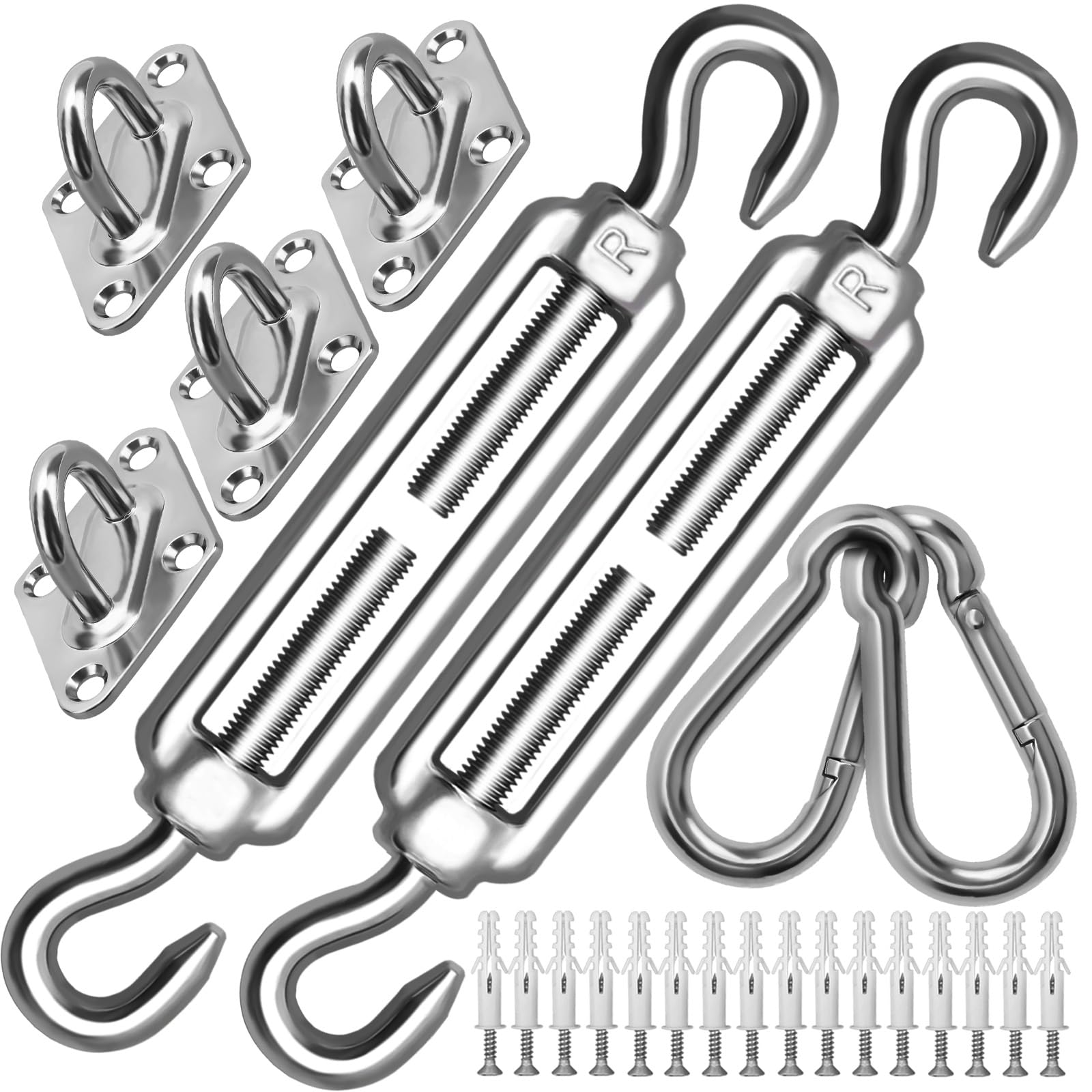 Sun Shade Sail Hardware Kit 8 Inch For Rectangle & Triangle Shade Sail Install, Stainless Steel Shade Sail Fixing Accessories Fo