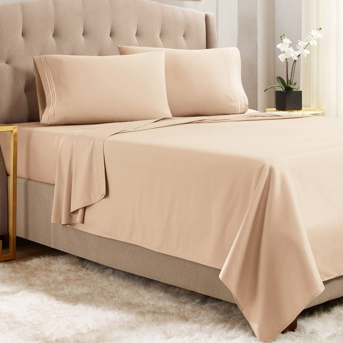 Empyrean Twin Xl Sheets Set - 3 Pc Super Soft Twin Xl Bed Sheets - Double Brushed Microfiber Xl Twin Sheets - Hotel Luxury Taupe
