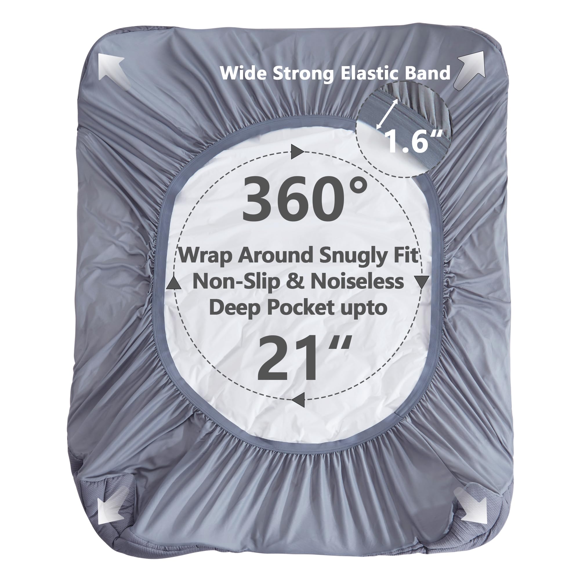 Elven Home Full Size Mattress Topper Waterproof, Quilted Fitted Mattress Pad For Double Bed, Cooling Padded Mattress Protector C