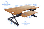 Rocelco 46" Large Height Adjustable Standing Desk BUNDLE - Quick Sit Stand Up Dual Monitor Riser - Tall Gas Spring Assist Computer Workstation - Retractable Keyboard Tray - Teak (R DADRT-46-FS2)