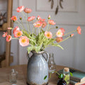 DUYONE Artificial Flowers 6 Stems Poppy Silk Bouquet,for Wedding, Home, Party Decoration,Table Centerpiece Arrangement(Orange Pi