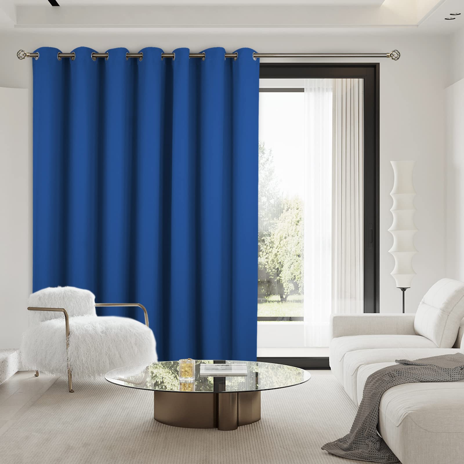 Bgment Fashion Sliding Door Curtain 100 X 84 Inches, Wide Thermal Blackout Curtains Room Darkening Room Divider Window Curtain, 1 Panel, Royal Blue, 84 Length X Wide 100