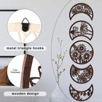 Jetec 5 Pieces Moon Phase Wall Decor Boho Hanging Moon Phase Nordic Wood Wall Art For Living Room Bedroom Home Wall Decoration R