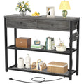Ecoprsio Entryway Table with Outlets and USB Ports, Small Console Table with 2 Drawers, Sofa Table with Storage Shelves for Livi