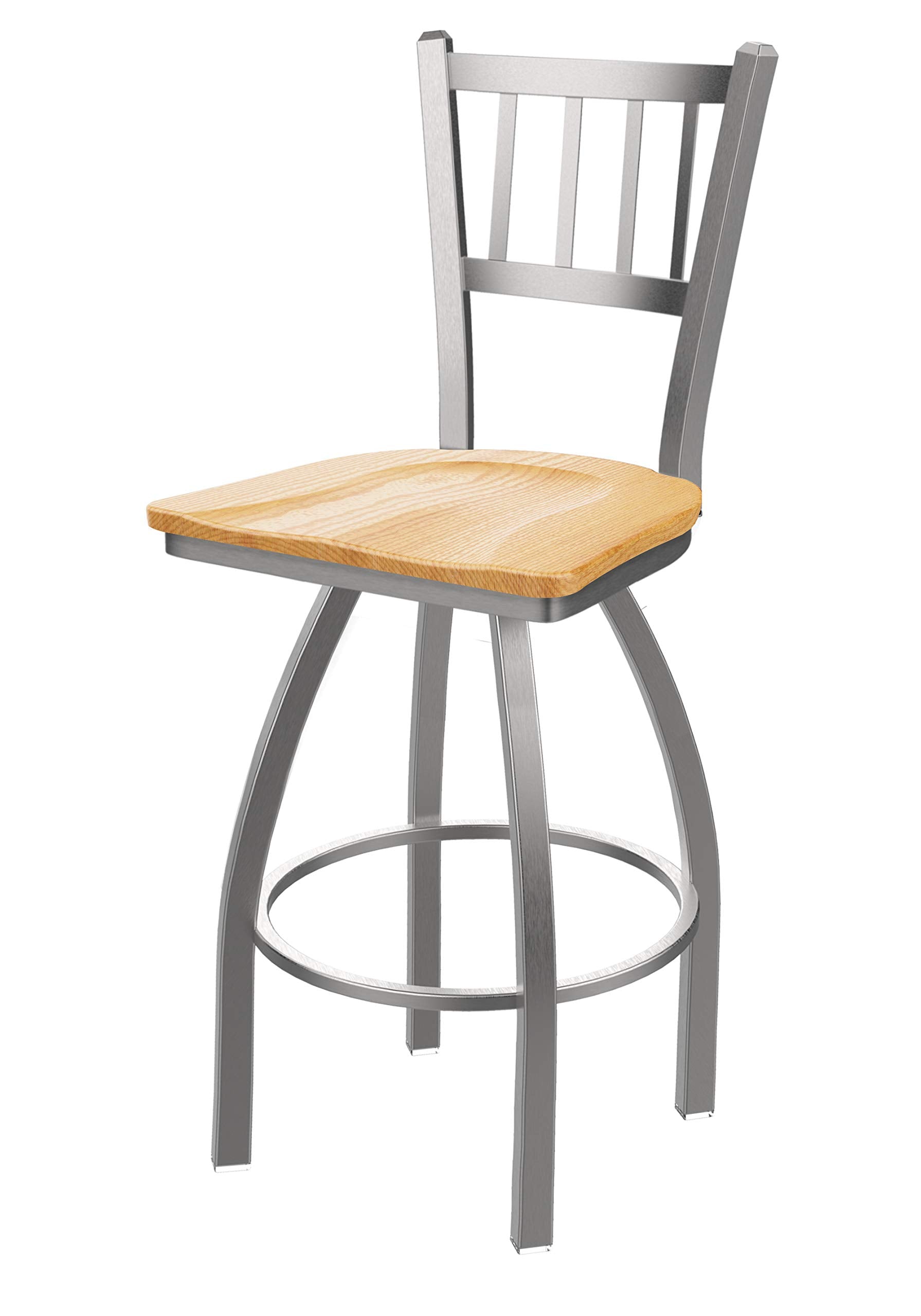 810 Contessa Stainless Steel 25 Swivel Counter Stool with Natural Oak Seat