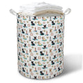TAZSWDMM Nautical Boating French Bulldog Laundry Basket Hamper, Coastal Beach Life Buoy Dog Foldable Clothes Toys Books Storage 