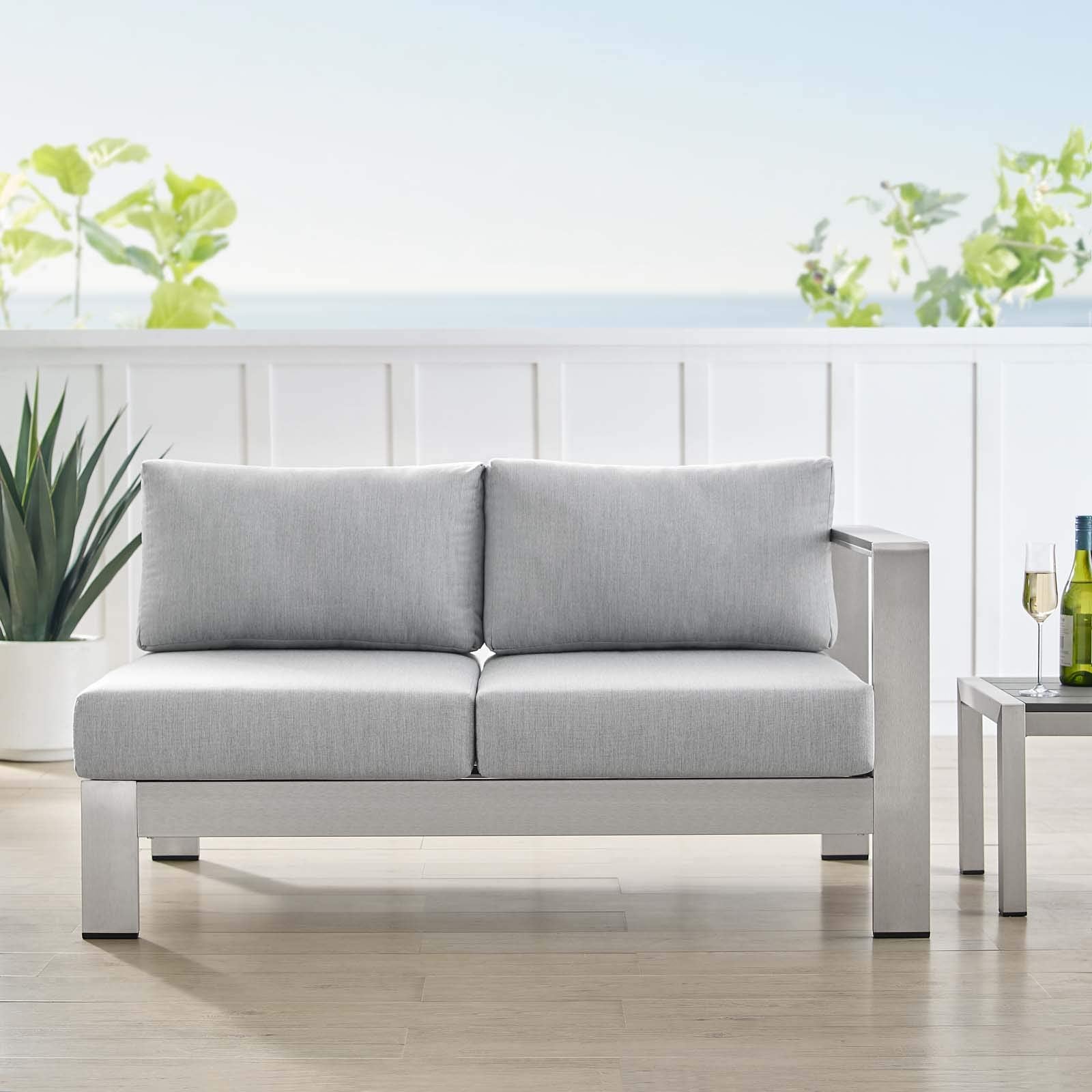 Modway Eei-4222-Slv-Gry Shore Sunbrella Patio Right-Arm In Silver Gray