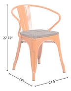 Flash Furniture Orange Metal Chair With Wood Seat And Arms