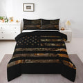 American Flag Camo Comforter Set Queen,Military Hunting Bedding Set Rustic Trees Leaves Camouflage Comforter For Boys Teens Kids