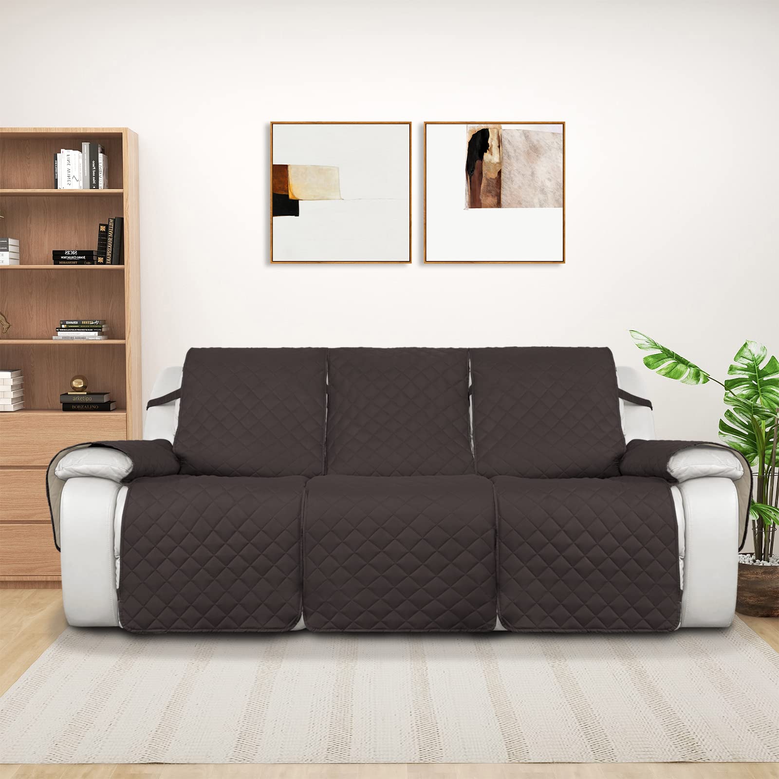 Purefit Water Resistant Reversible Sofa Covers For Reclining Sofa 3 Seat - Non Slip Split Recliner Couch Cover For 3 Cushion Cou