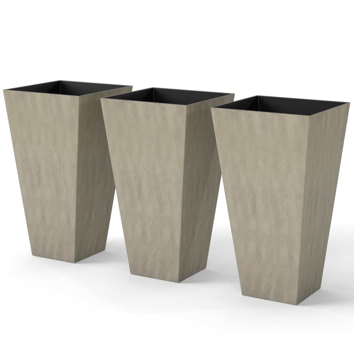 Outsunny Tall Planters For Outdoor Plants Set Of 3, 28 In Taper Planters With Drainage Holes, Indoor Grande Plant Pots, Front Po
